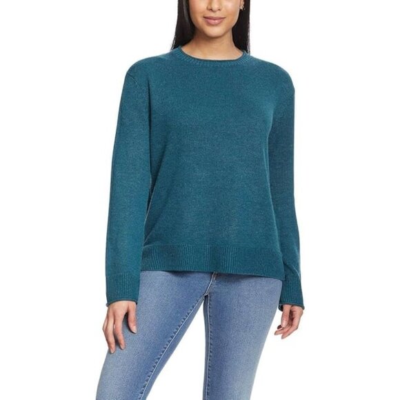 Ella Moss XL Crew Neck Soft Knit Pullover Sweater Long Sleeve High-Low Top Green - Picture 1 of 6